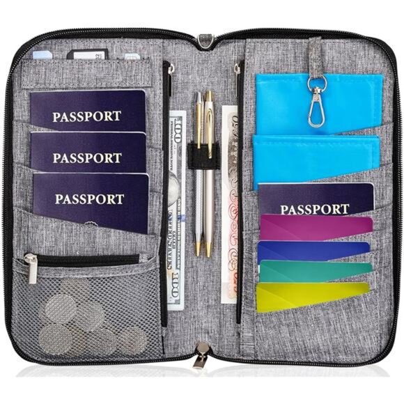 Premium Family Travel Document Organizer Capacious RFID Passport Holder Wallet